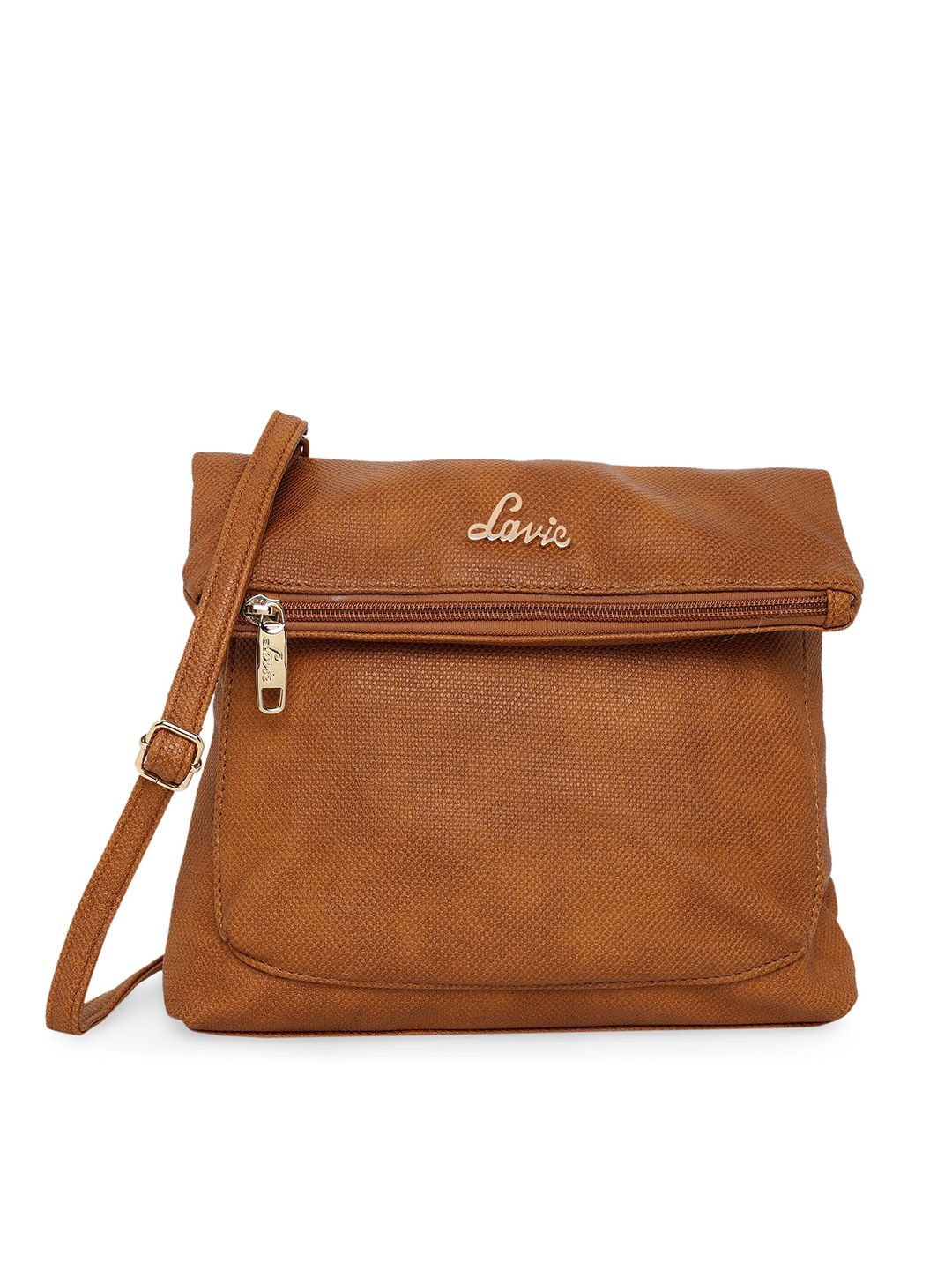 Lavie Tan Brown Solid Sling Bag Price in India