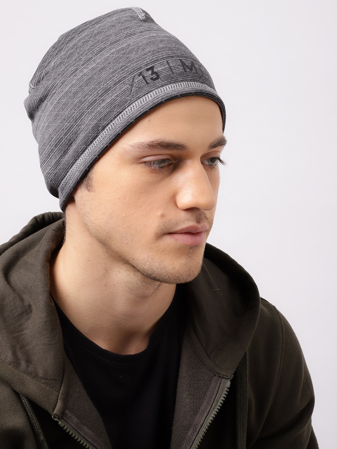 HRX by Hrithik Roshan Unisex Charcoal Grey Printed Beanie Price in India