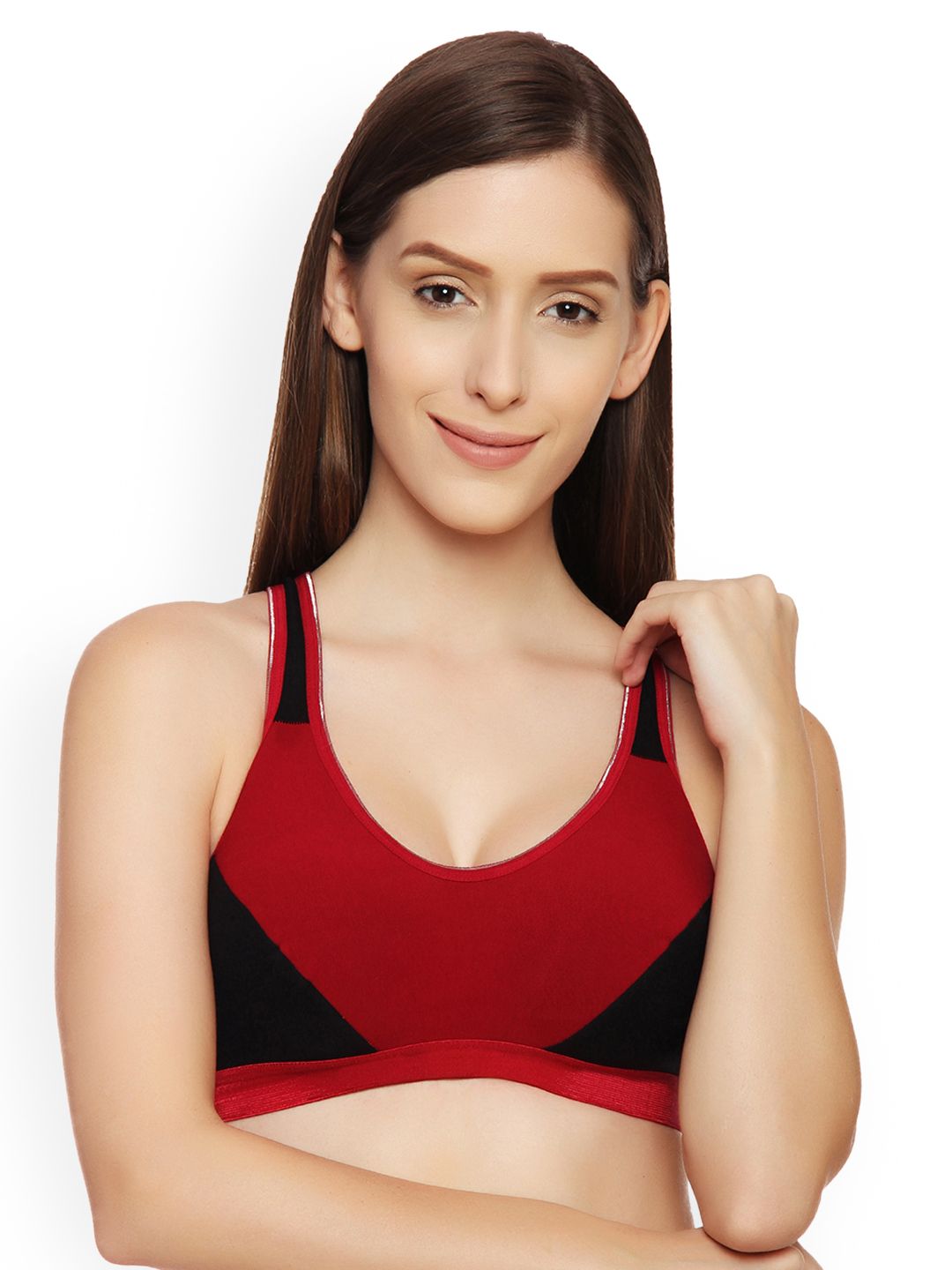 Innocence Maroon Solid Non-Wired Non Padded Sports Bra Price in India