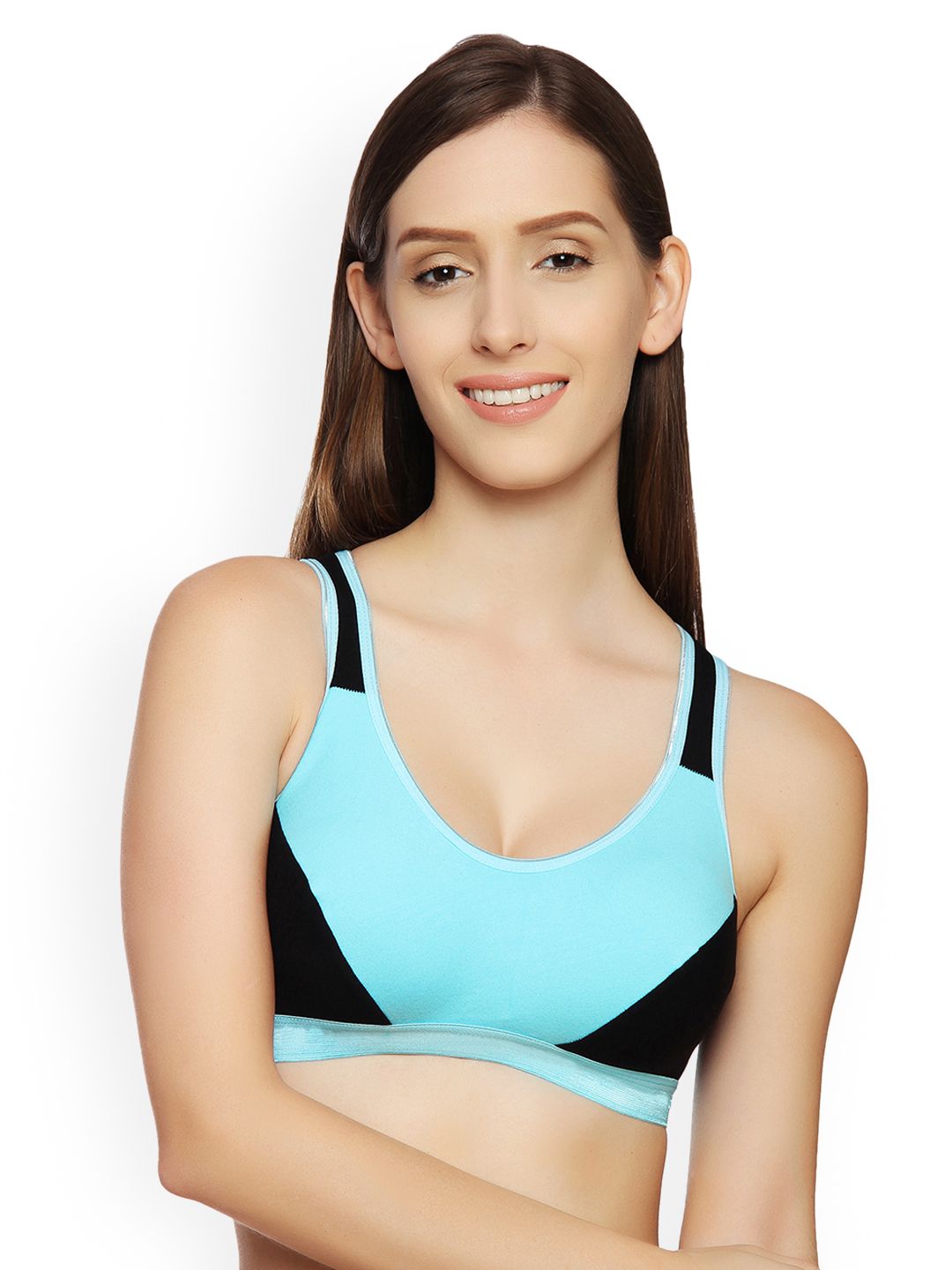 Innocence Turquoise Blue Solid Non-Wired Non-Padded Sports Bra Price in India