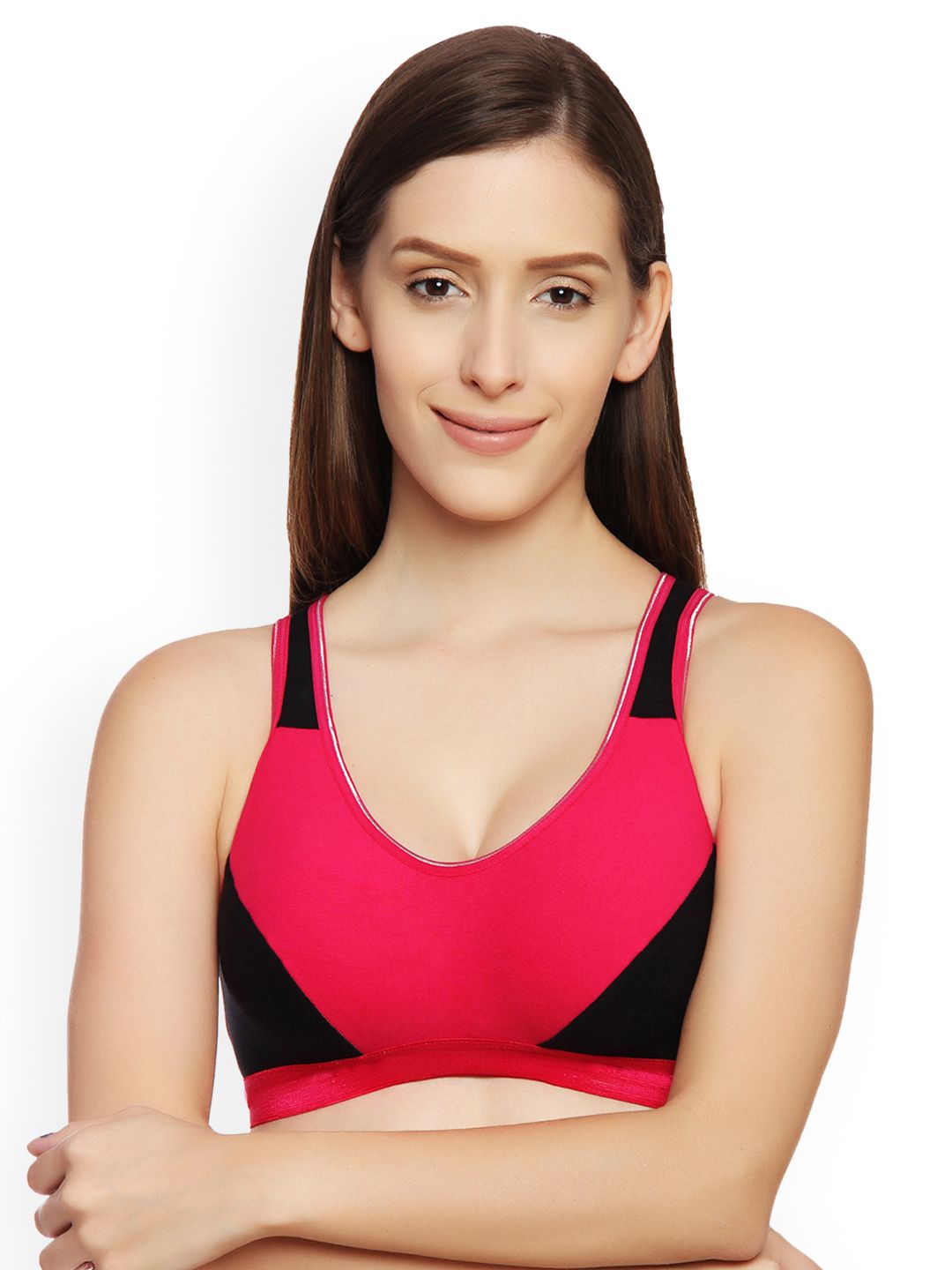 Innocence Red & Black Solid Non-Wired Non-Padded Sports Bra Price in India