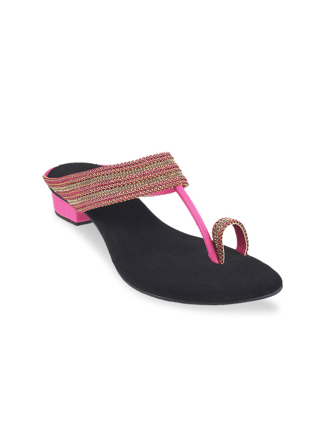 Mochi Women Pink Woven Design Sandals Price in India
