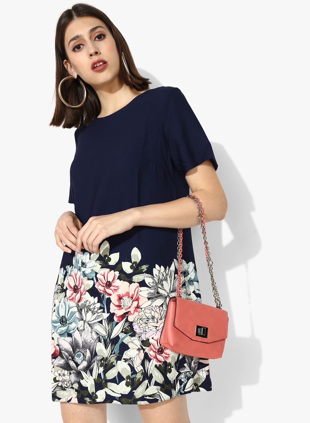 DOROTHY PERKINS Navy Blue Coloured Printed Shift Dress