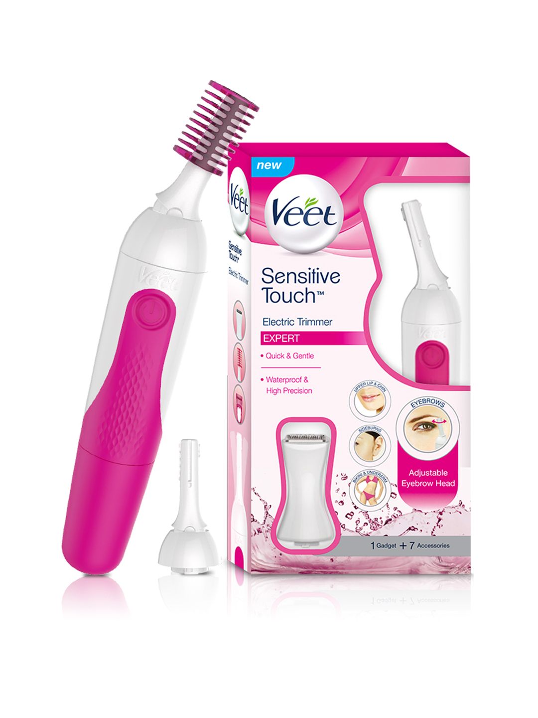 Veet Women Sensitive Touch Expert Electric Hair Trimmer - Pink & White Price in India
