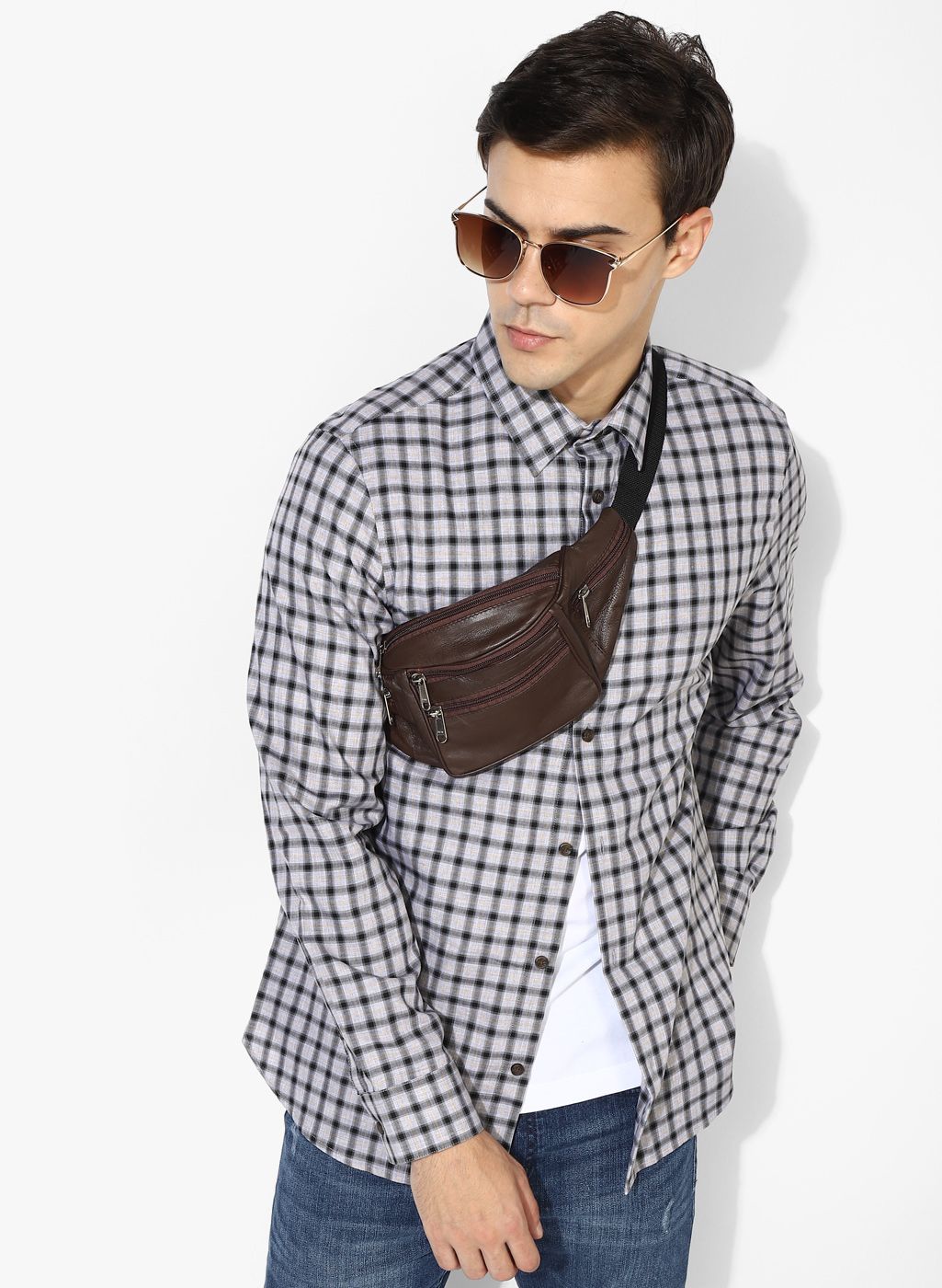 Calvin Klein Grey Checked Slim Fit Casual Shirt