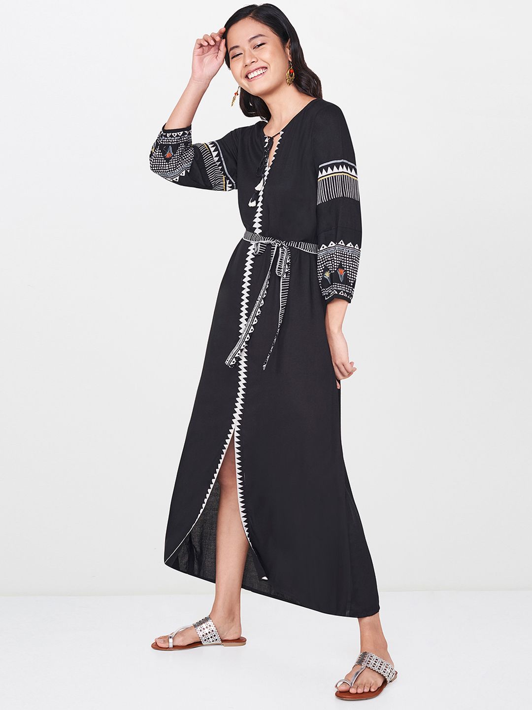 global desi black maxi dress