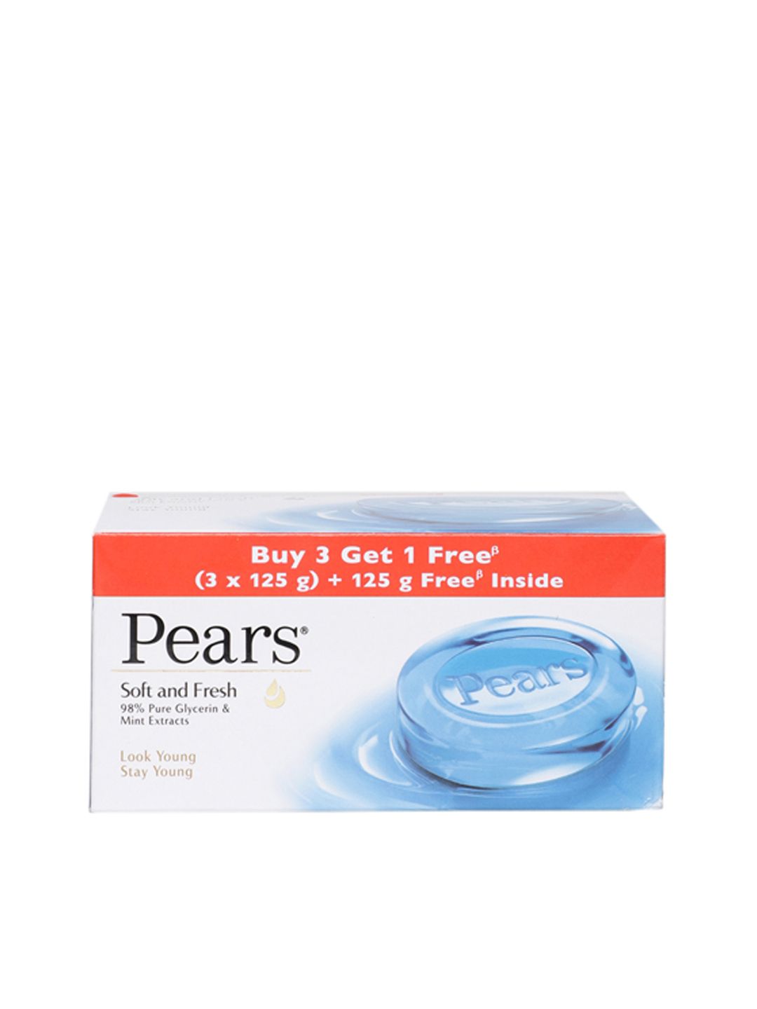 Pears Unisex Set of 3 Soft & Fresh Bathing Bars with 1 Free Bathing Bar