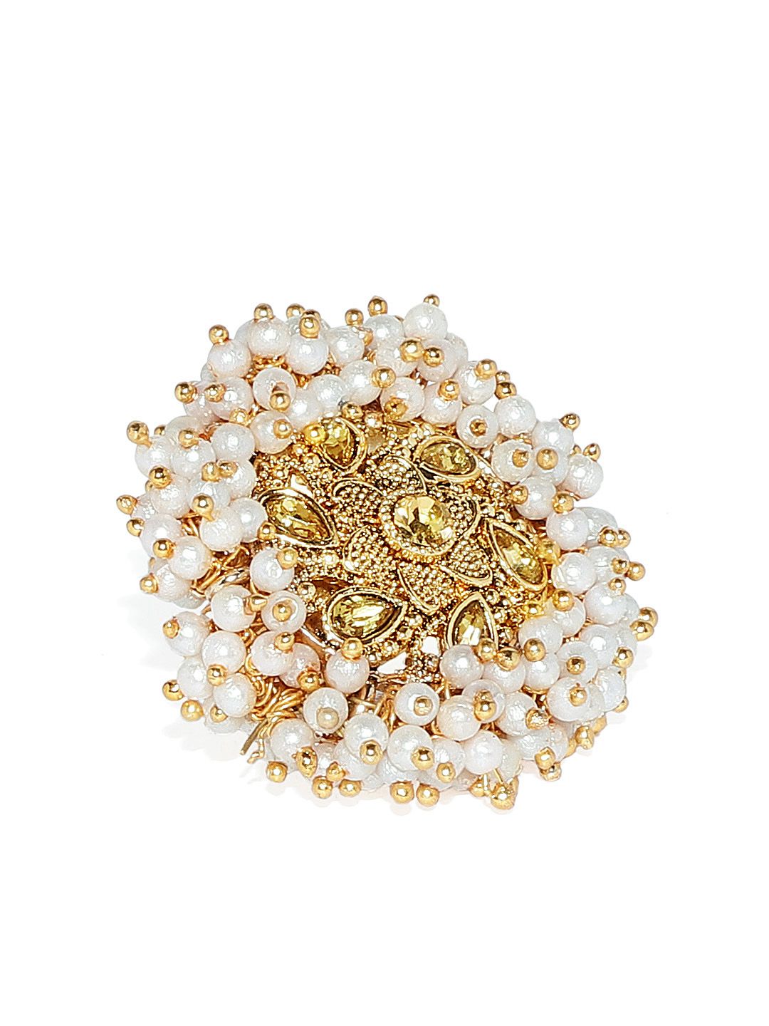 Zaveri Pearls Women Gold-Plated Embellished With Pearls Finger Ring Price in India