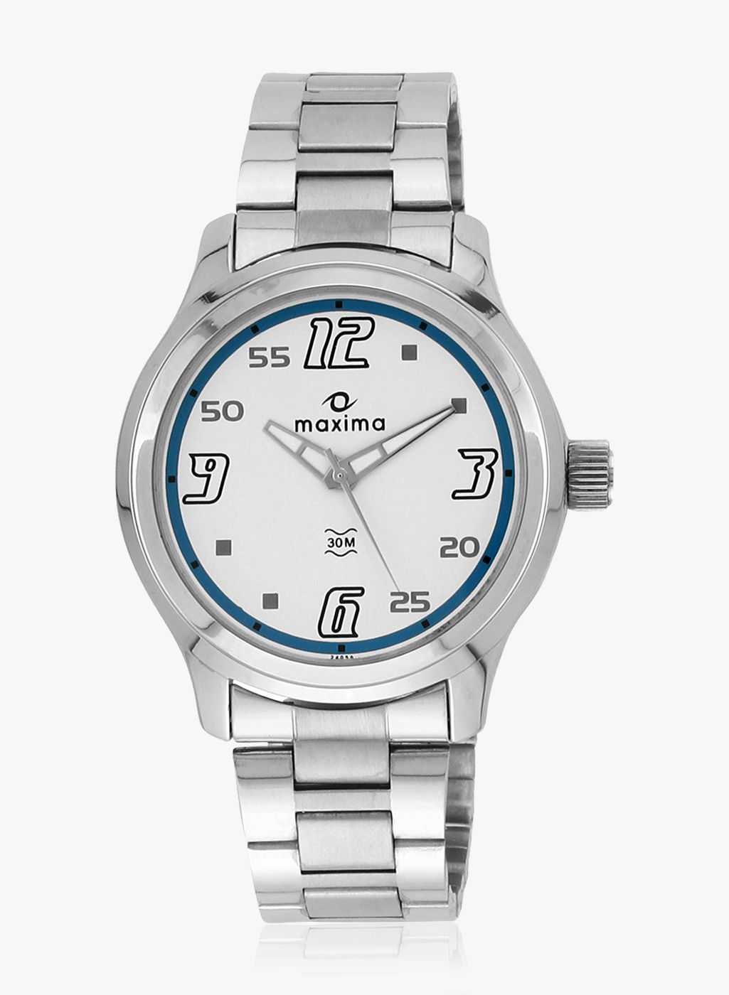 maxima Silver/White Stainless Steel Analogue Watch