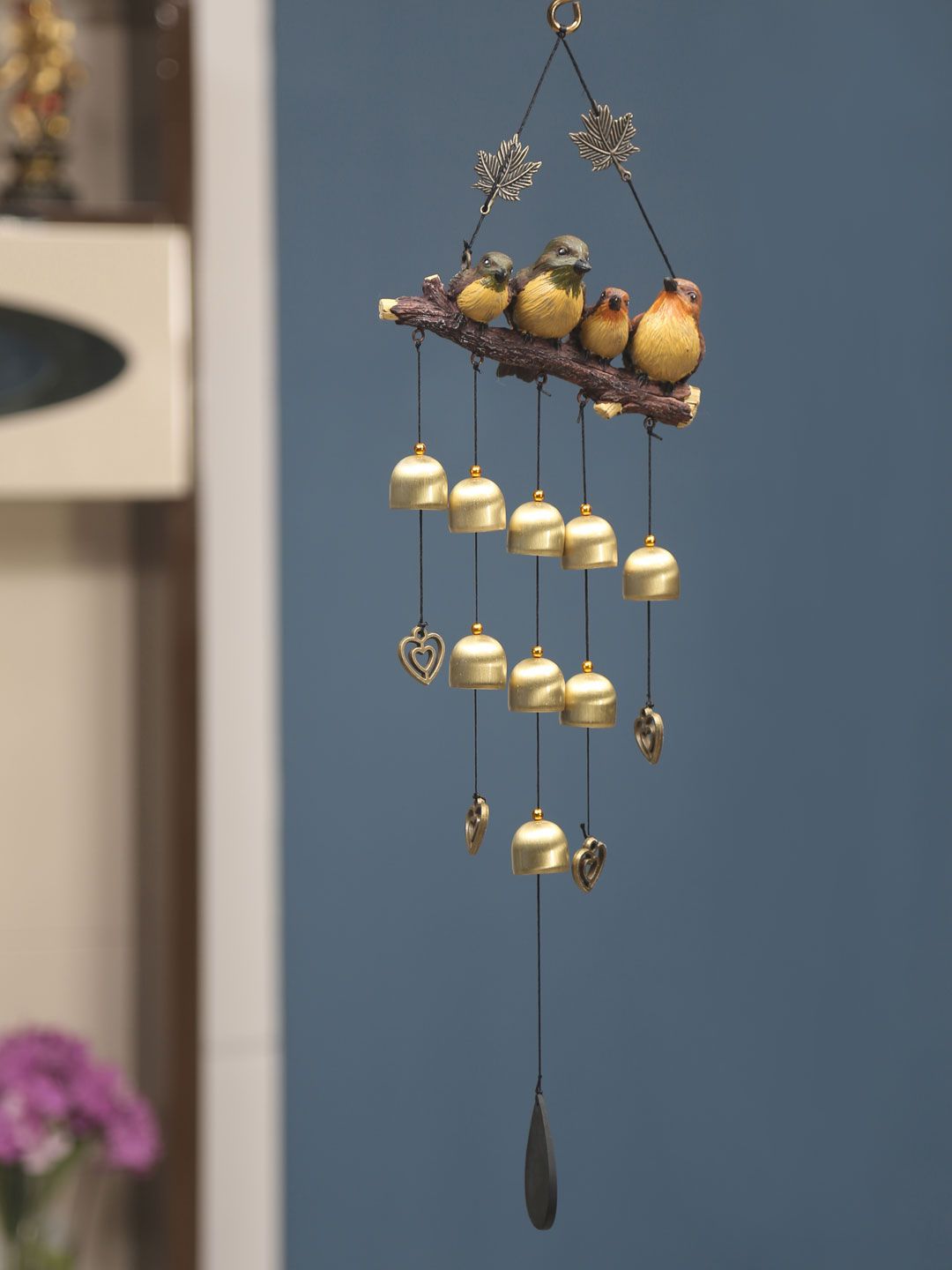 Athome by Nilkamal Gold-Toned & Brown Windchime Price in India