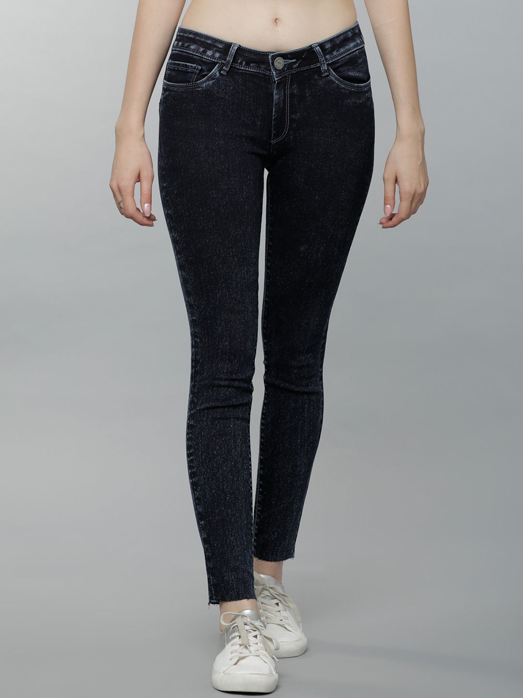 Tokyo Talkies Women Navy Blue Super Skinny Fit Mid-Rise Clean Look Stretchable Jeans