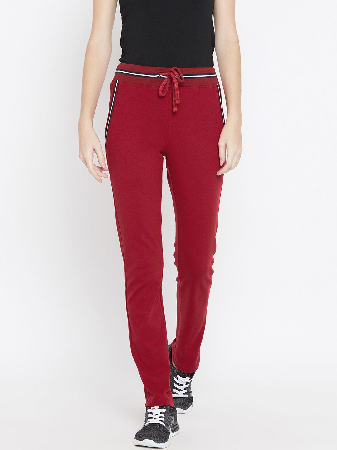Cayman Women Maroon Solid Track Pants Price in India