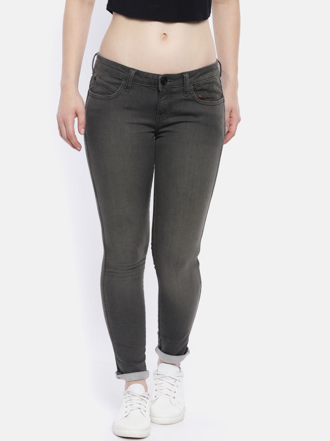 Wrangler Wrangler Women Grey Skinny Fit Low-Rise Jeans