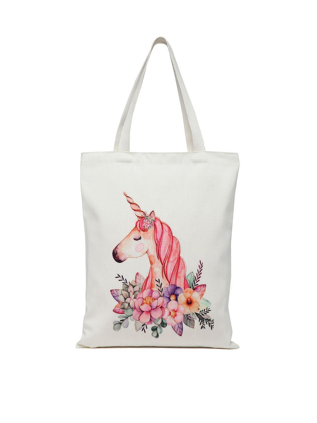 The House of Tara White Printed Tote Bag Price in India