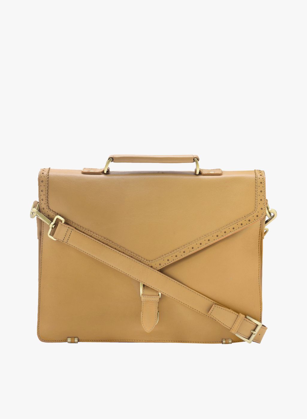 Trunkcall Talkies Khaki Leather Laptop Briefcase