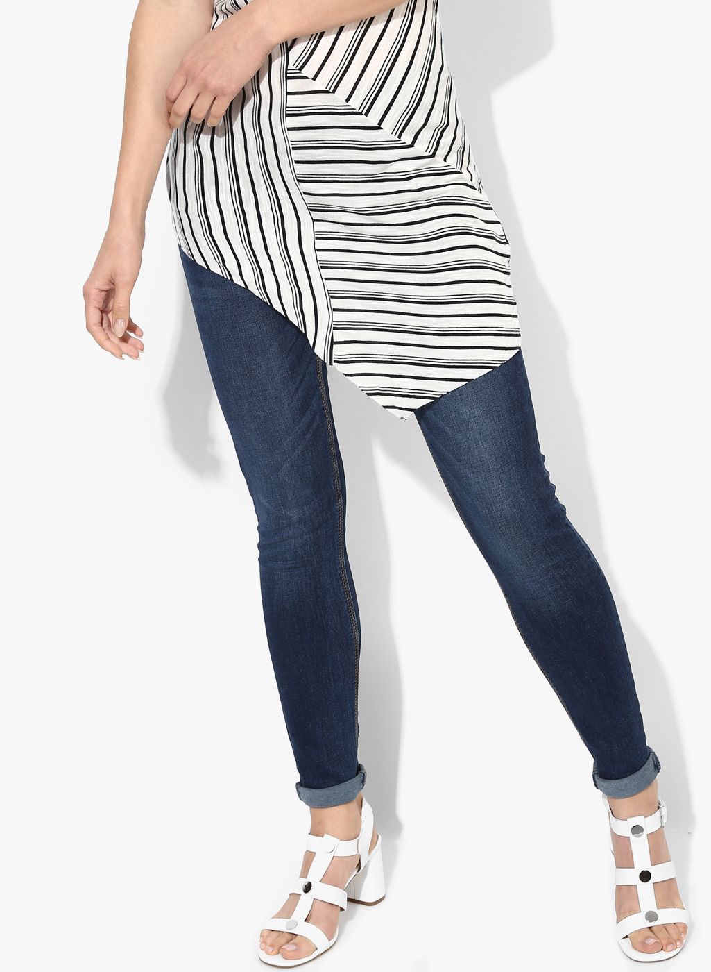 MANGO Blue Washed Mid Rise Skinny Fit Jeans