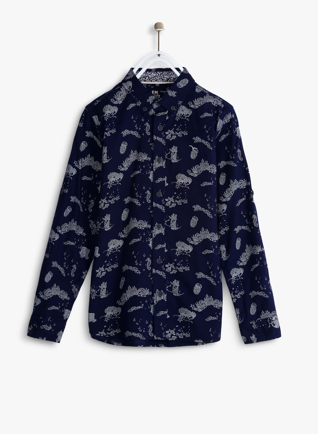 Flying Machine Navy Blue Printed Slim Fit Casual Shirt