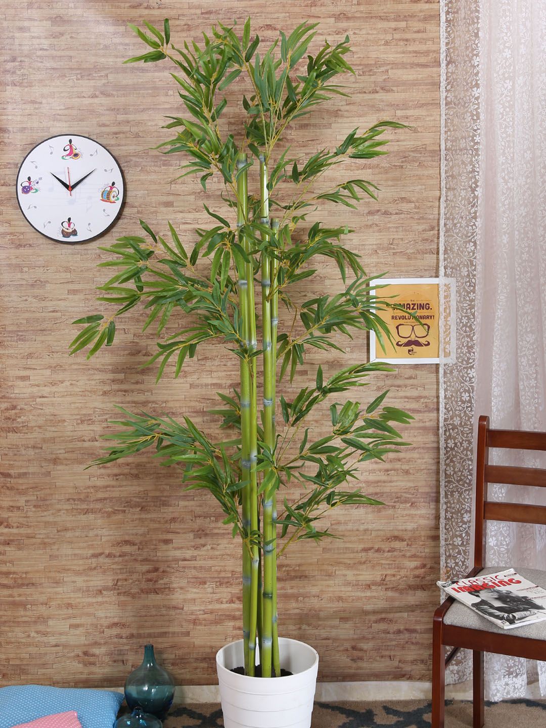 Fourwalls Green Artificial Bamboo Floor Plant Without Pot Price in India