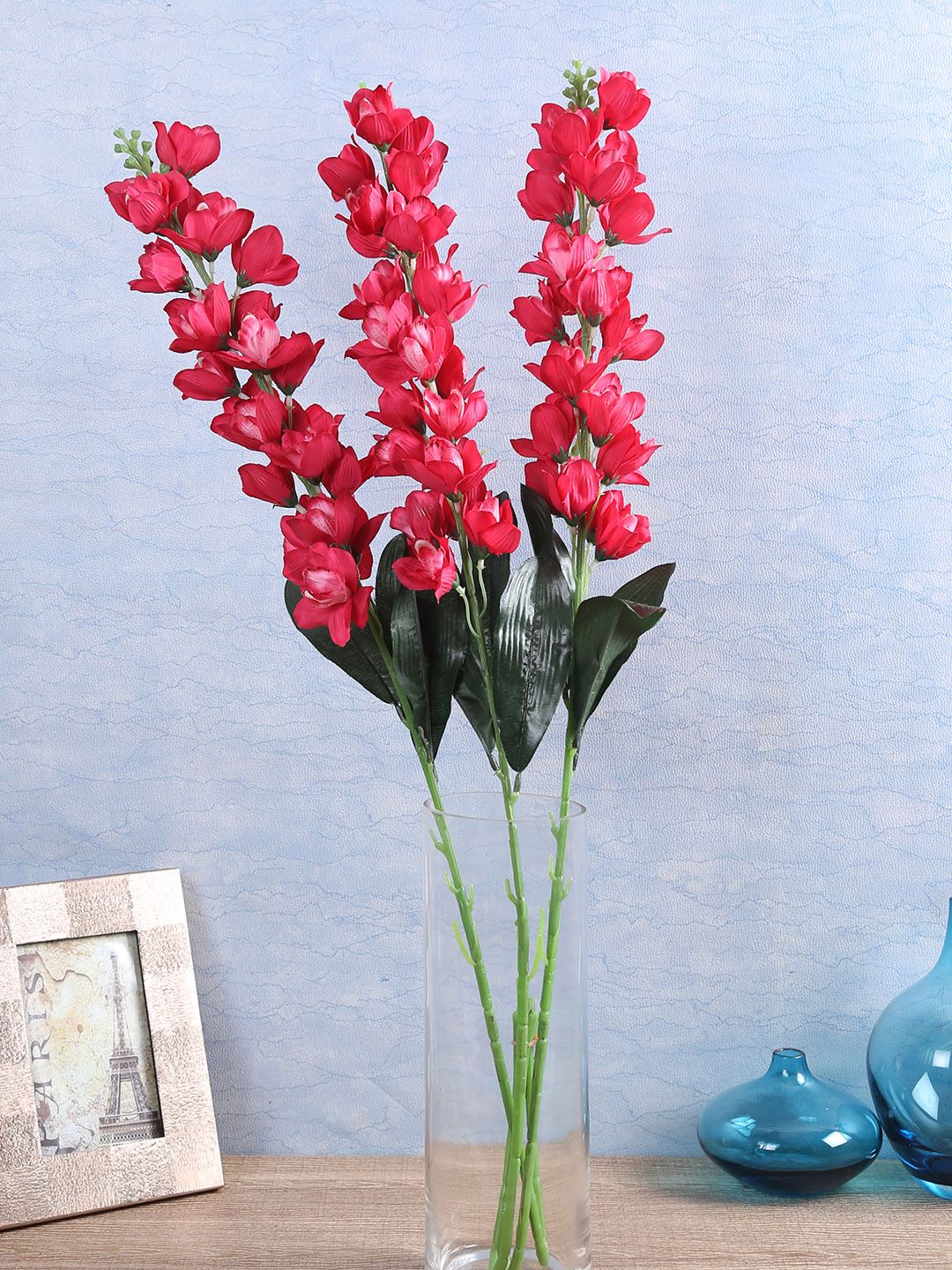 Fourwalls Set Of 3 Pink Artificial Cymbedium Flower Stems Price in India