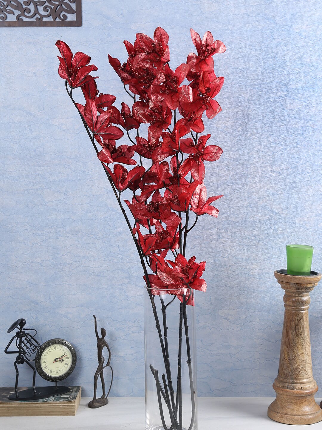 Fourwalls Set of 4 Artificial Forsythia Glitter Flower Stems Price in India