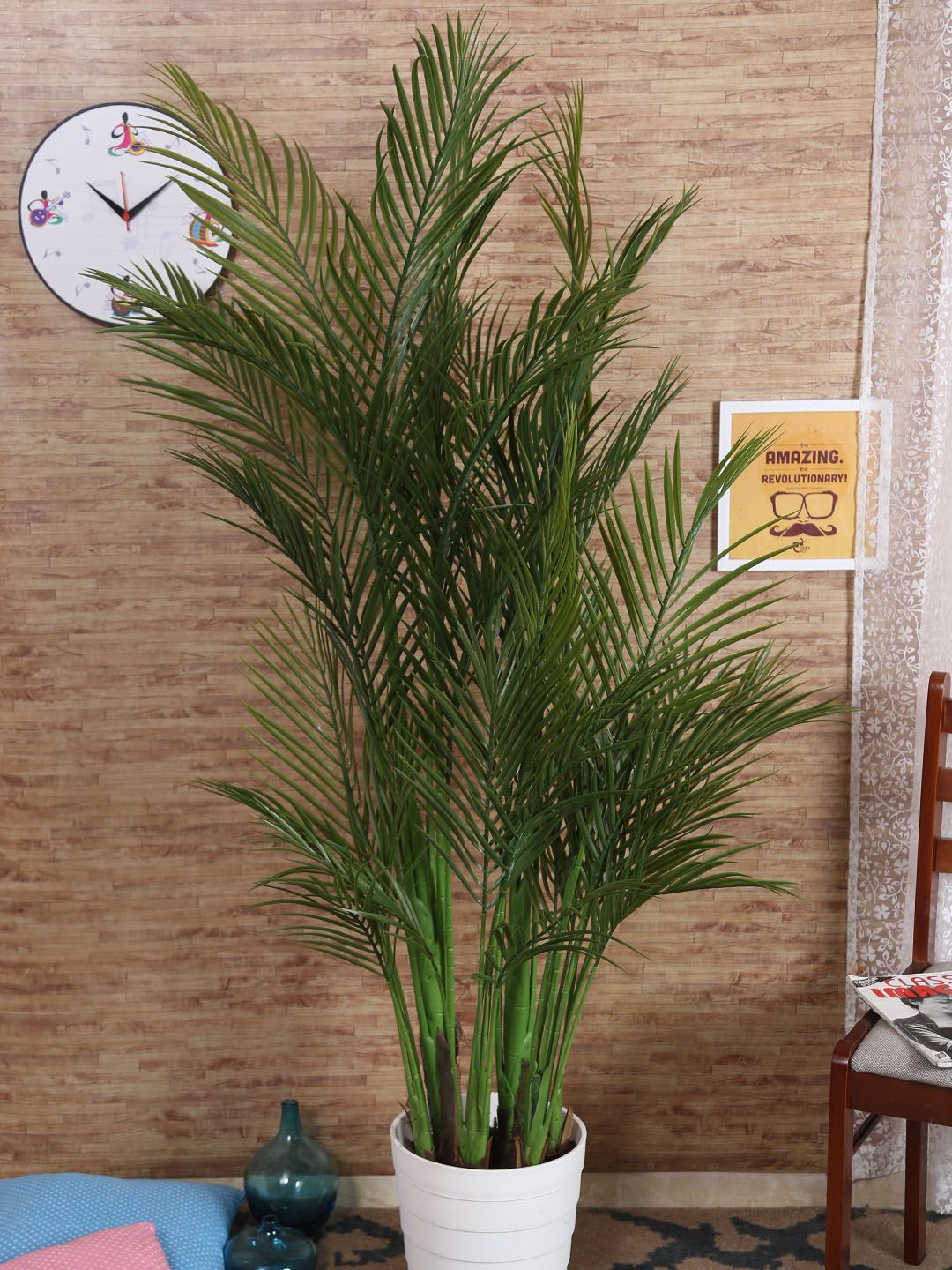 Fourwalls Green Artificial Decorative Arica Floor Plant Without Pot Price in India