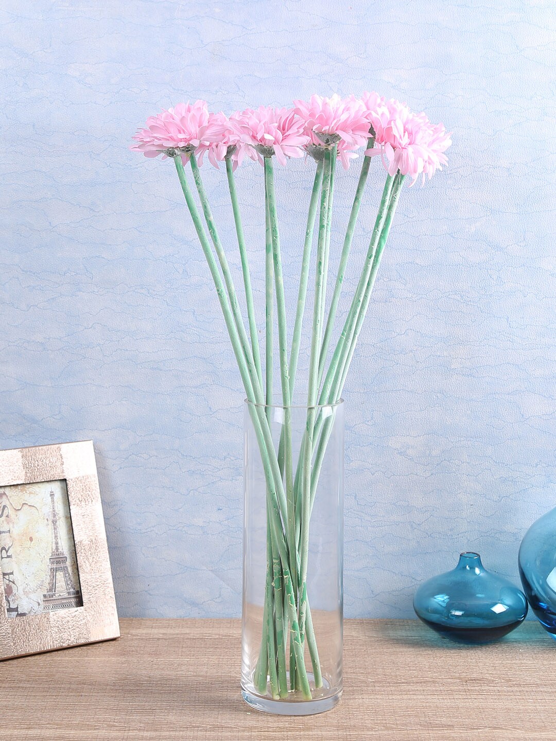 Fourwalls Pink Set Of 12 Artificial Garbara Flower Stems Price in India