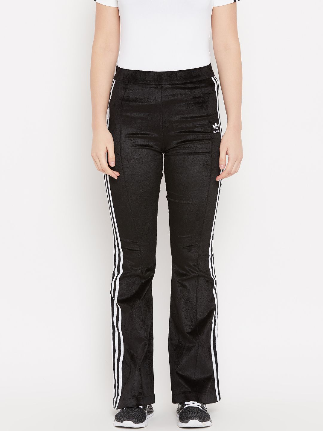 ADIDAS Originals Black Flared Solid Track Pants