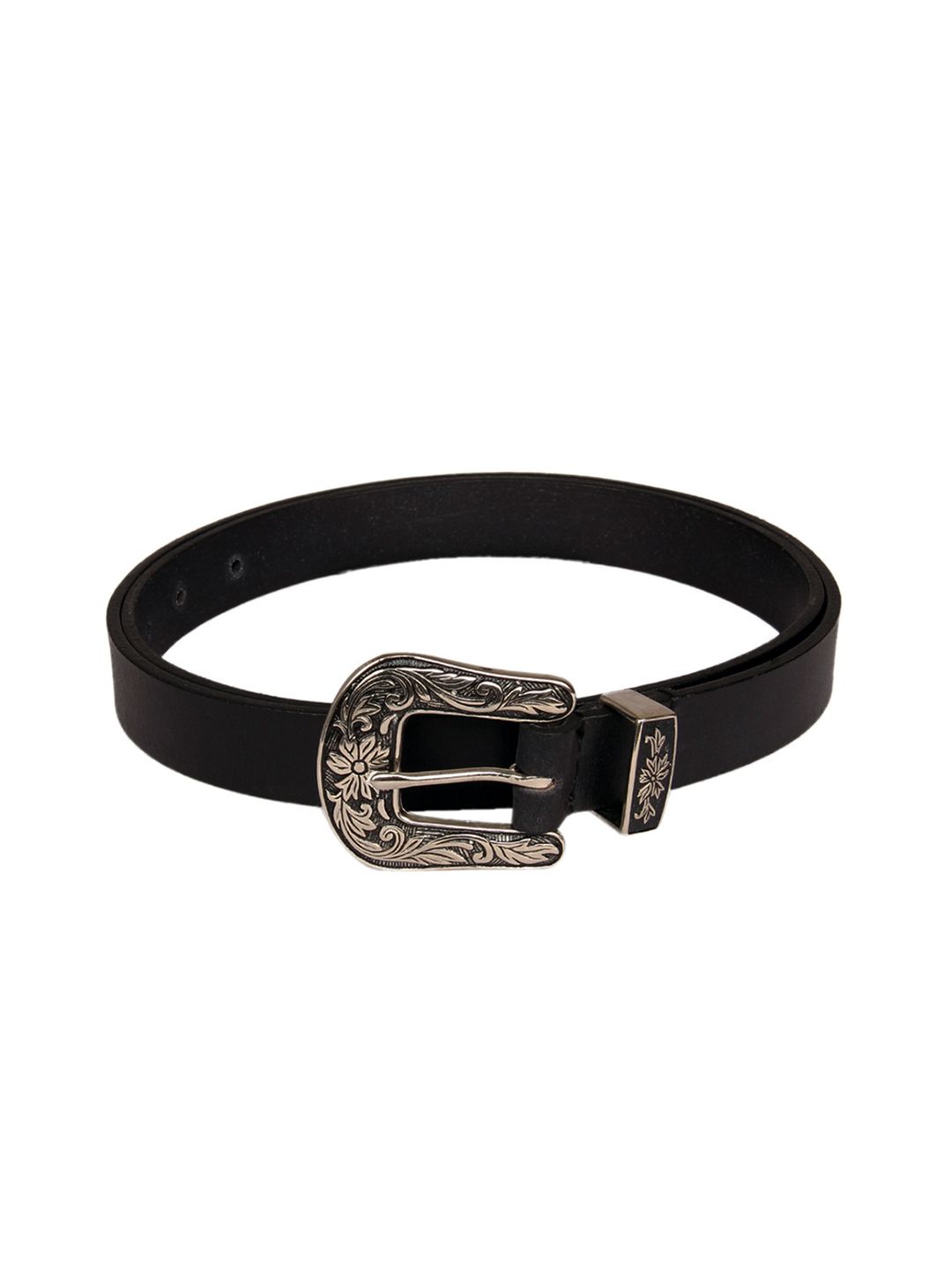 Aditi Wasan Women Black Solid Leather Belt Price in India