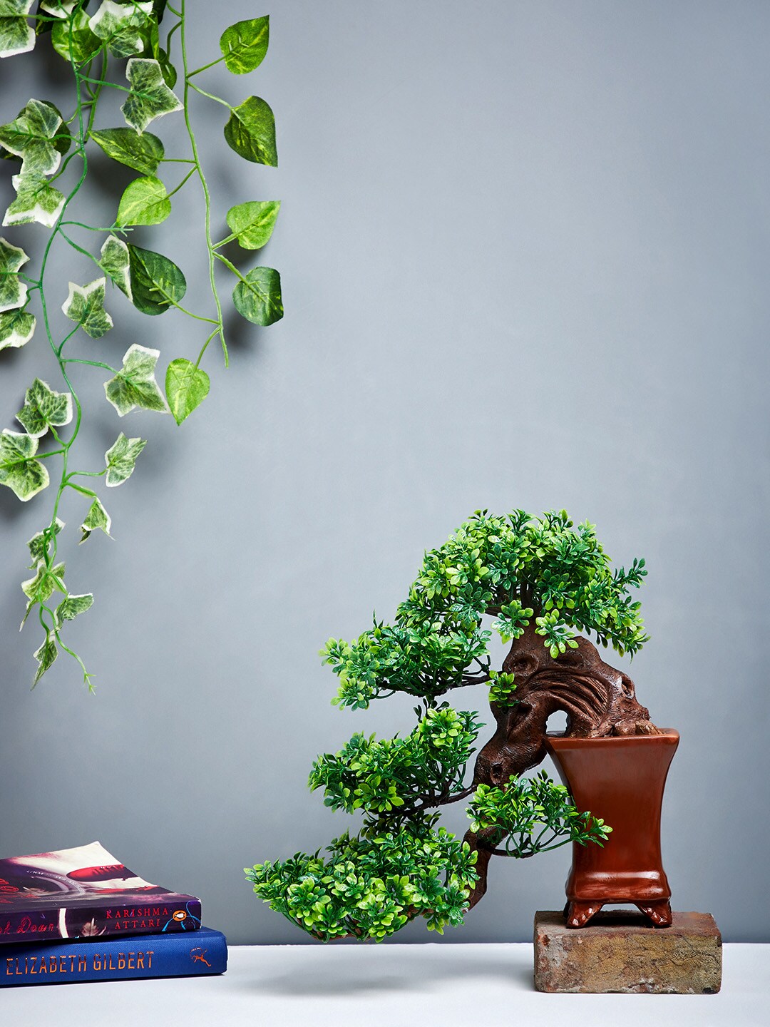 Oddcroft Green & Brown Artificial Flowing Bonsai Tree with Pot Price in India