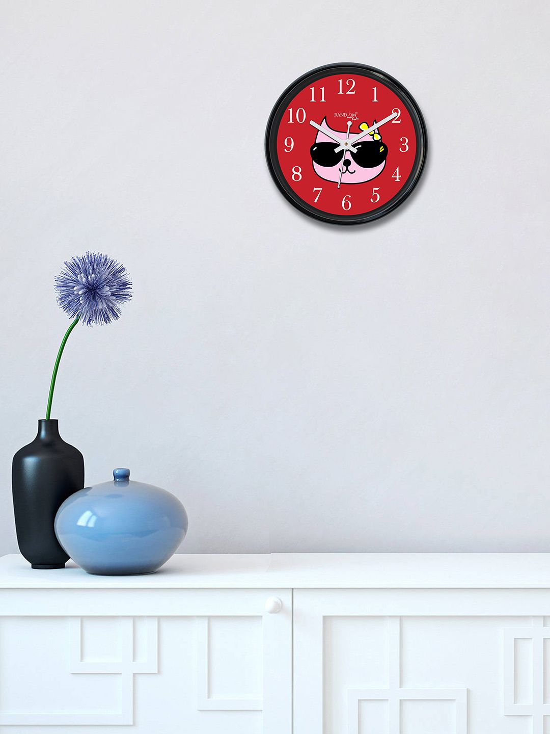 RANDOM Red Round Printed Analogue 30 cm Wall Clock Price in India