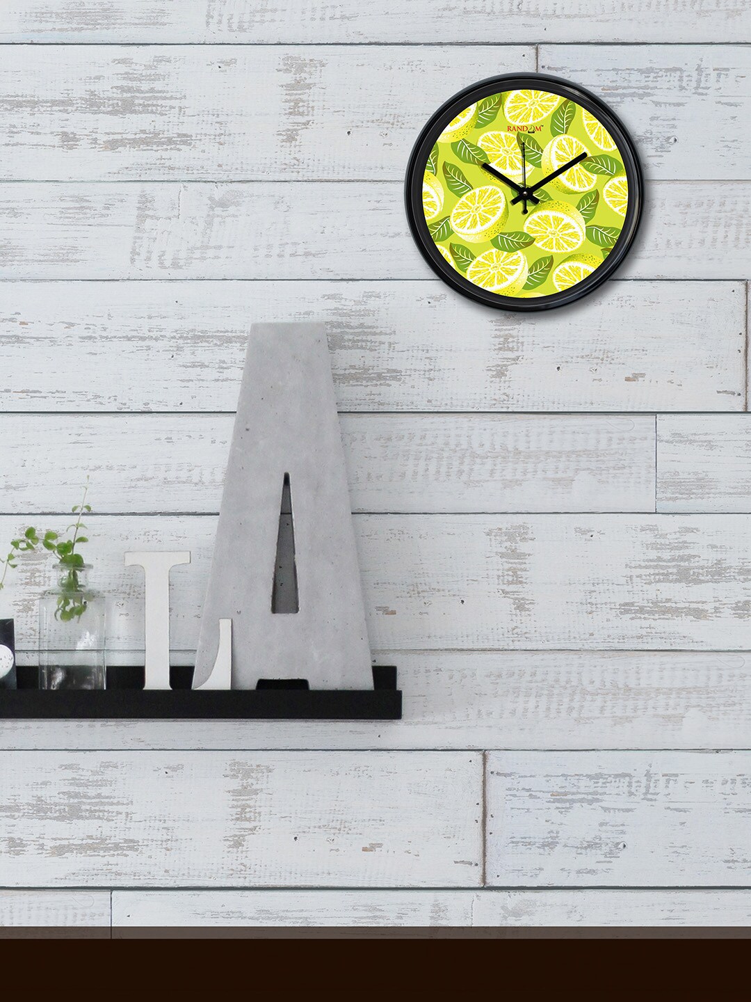RANDOM Lime Green Round Printed Analogue Wall Clock Price in India