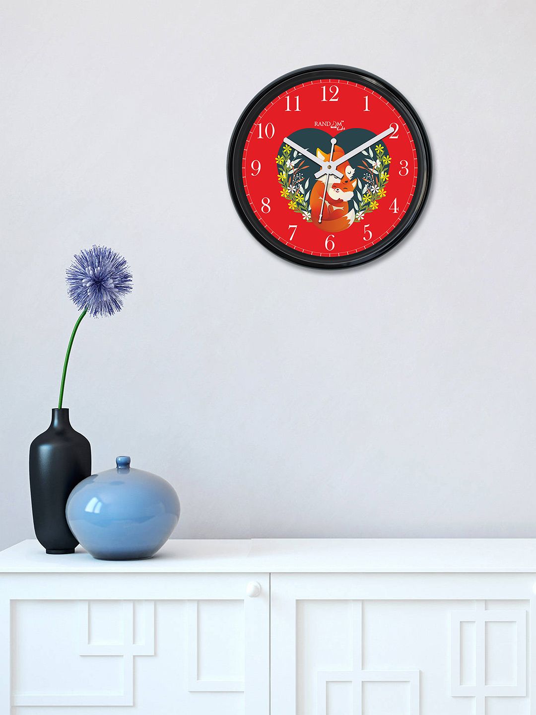 RANDOM Red Round Printed Analogue Wall Clock Price in India