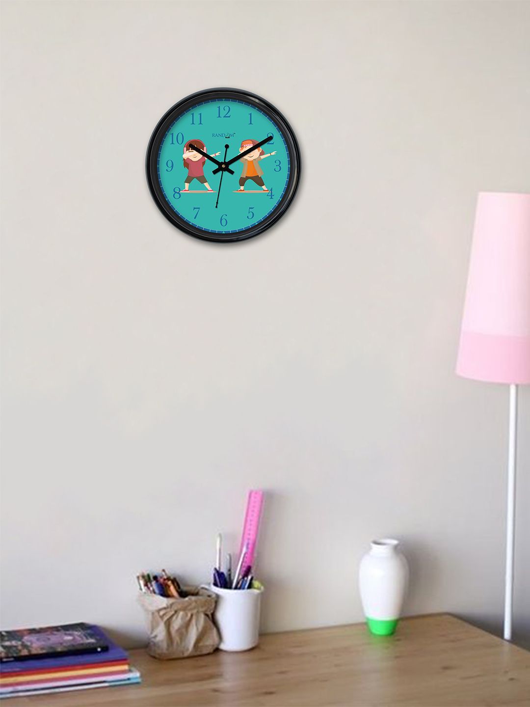 RANDOM Turquoise Blue Round Printed Analogue Wall Clock Price in India