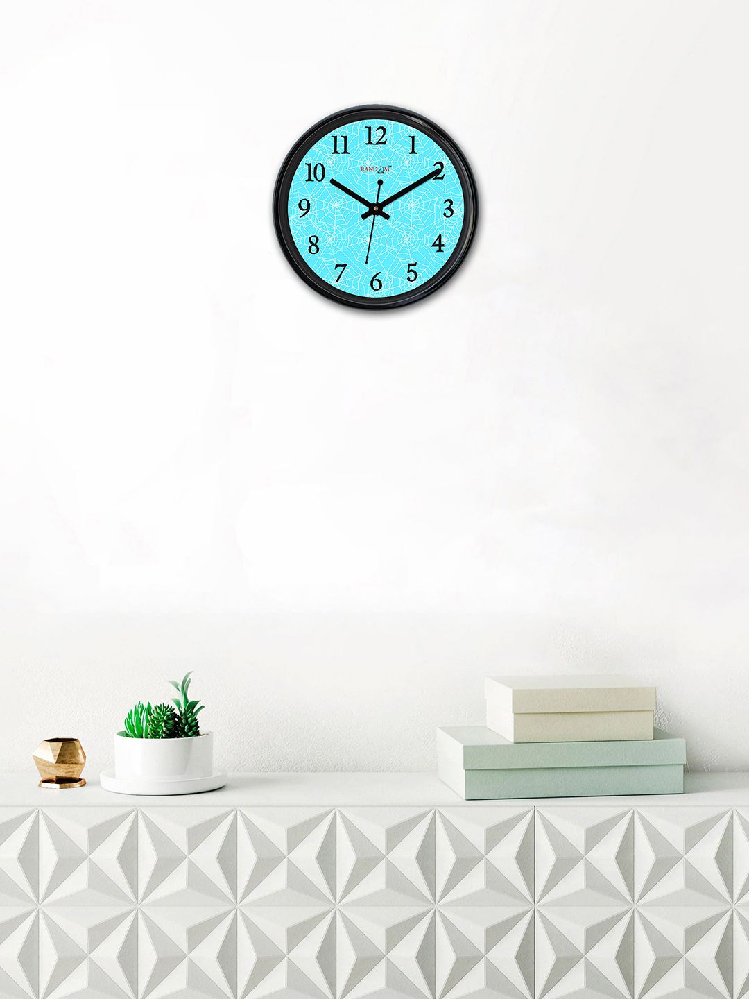 RANDOM Turquoise Blue & Black Round Printed Analogue Wall Clock Price in India