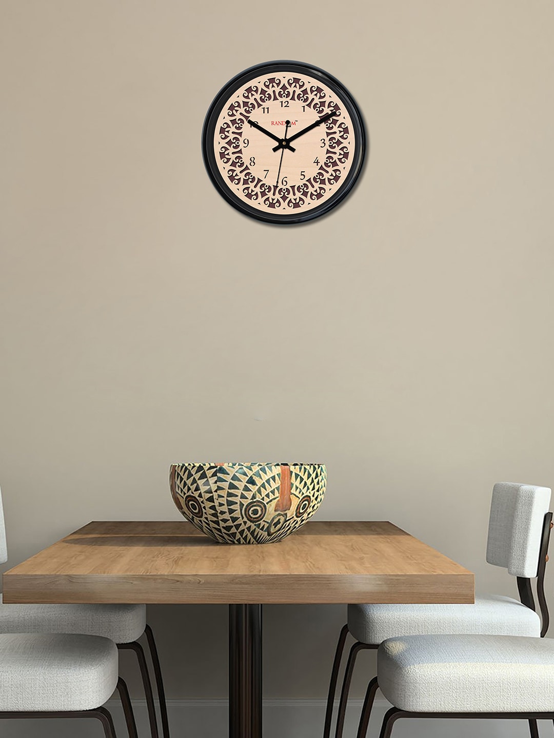 RANDOM Beige Round Textured Analogue 30 cm Wall Clock Price in India