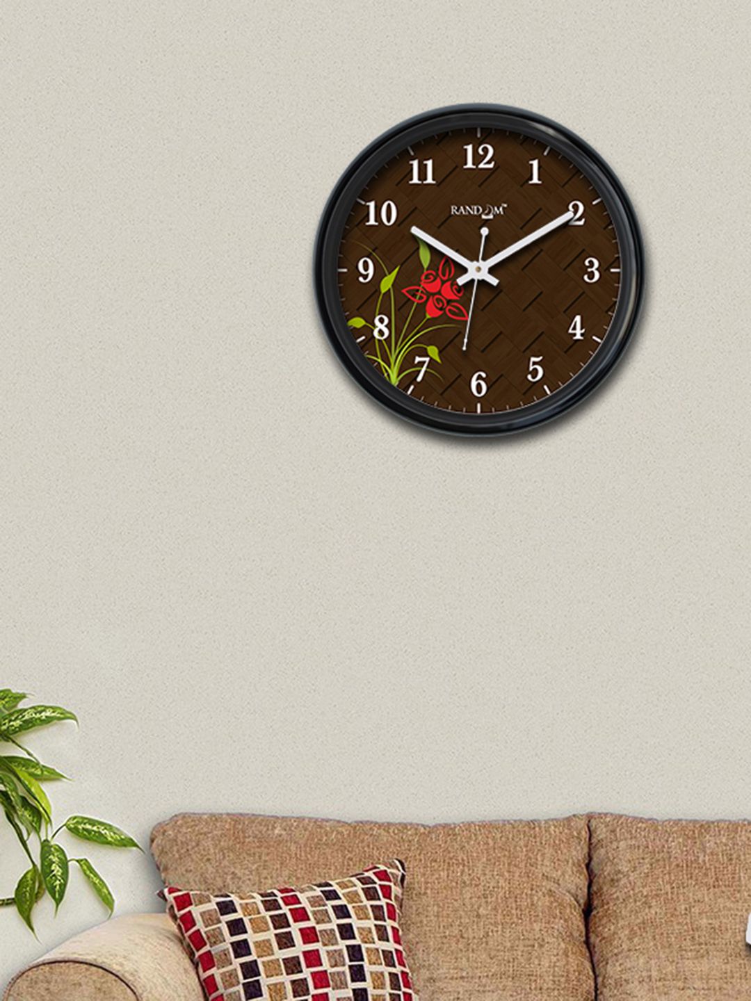 RANDOM Brown Round Printed Analogue 30 cm Wall Clock Price in India