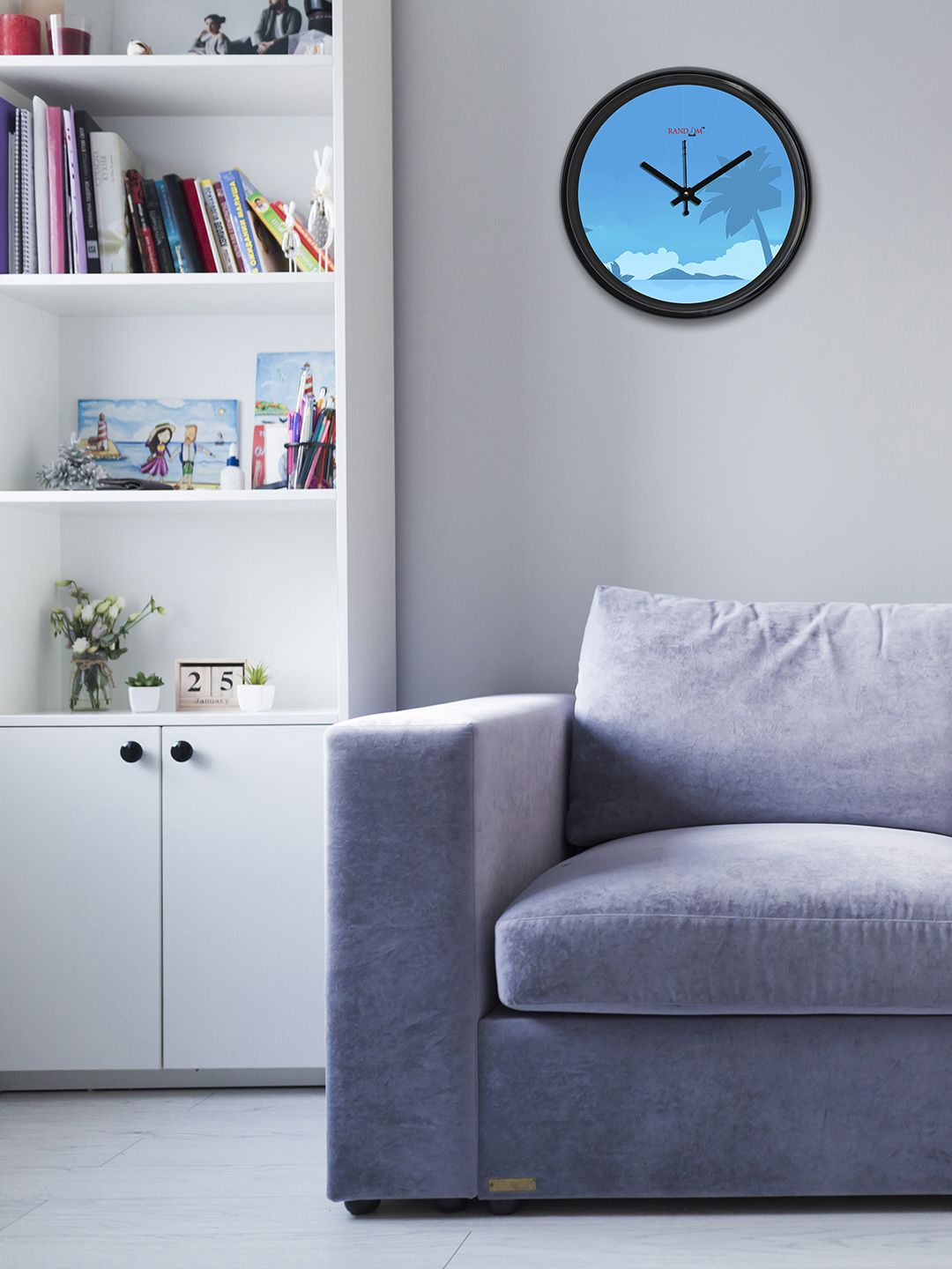 RANDOM Blue Round Printed Analogue Wall Clock Price in India