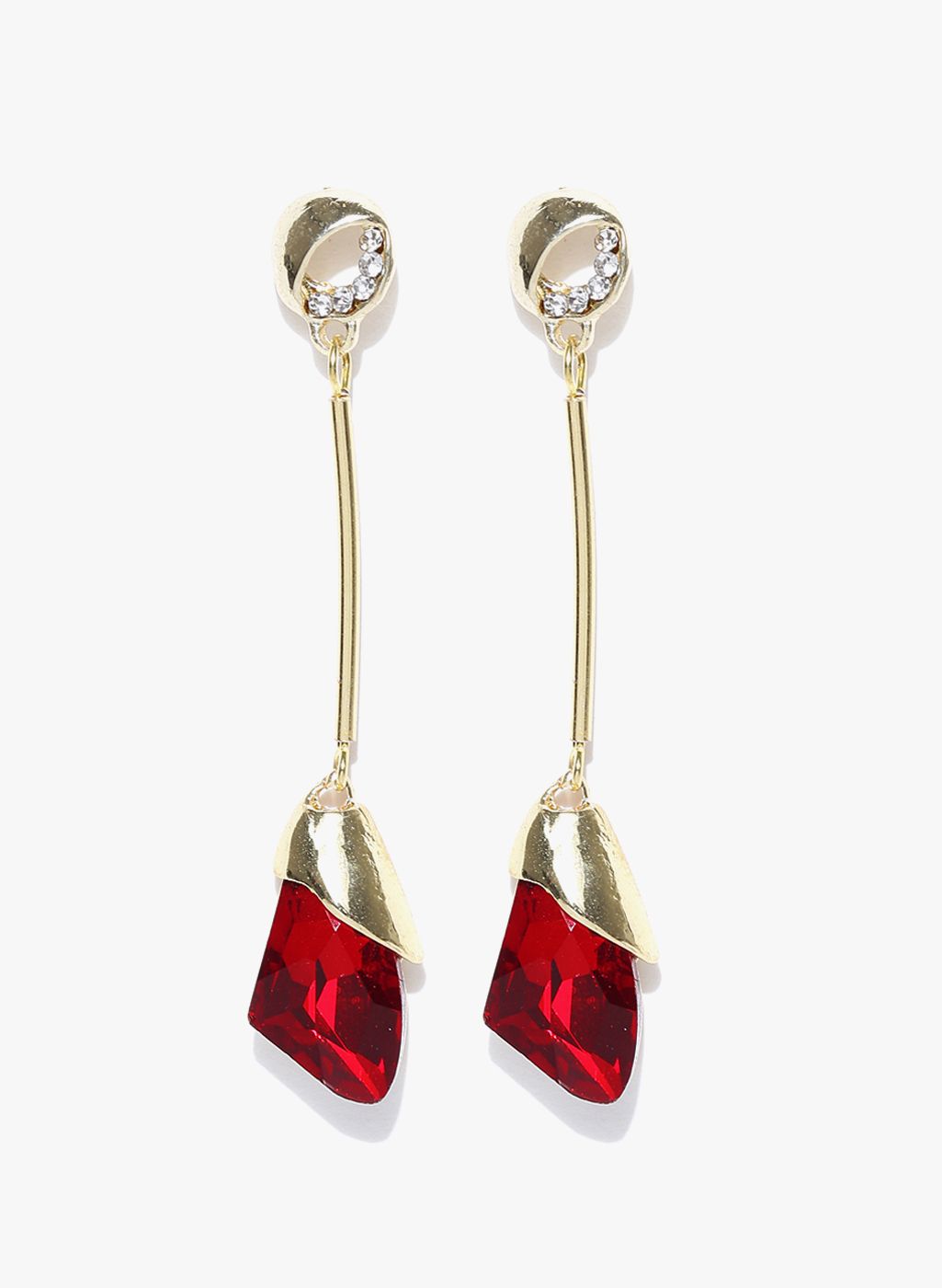Crunchy Fashions Golden/Red Metal Danglers And Drop
