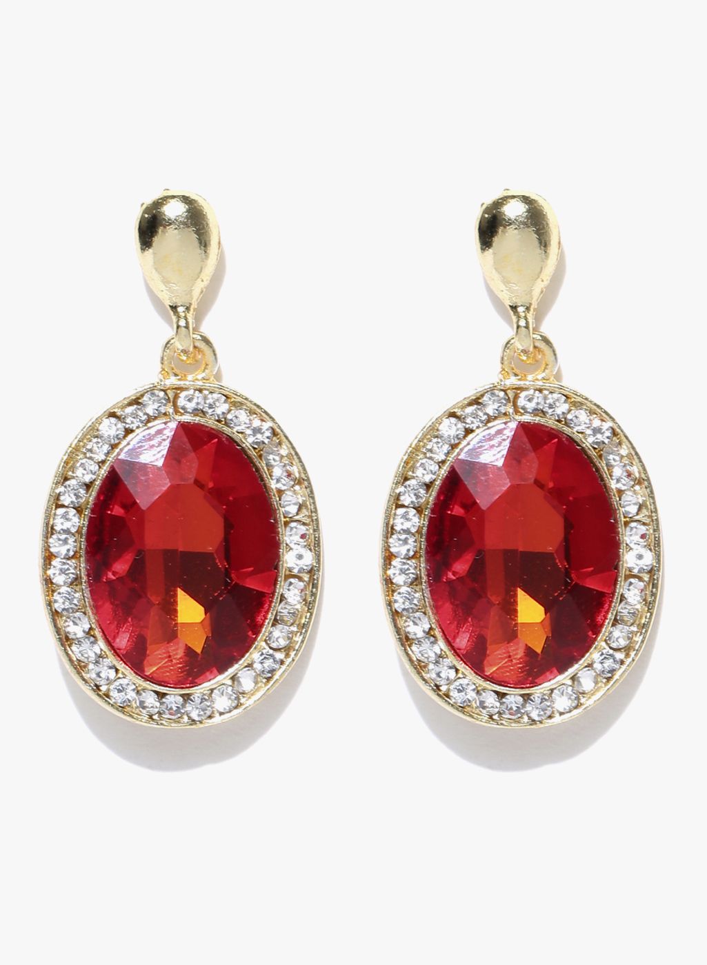 Crunchy Fashions Golden/Red Metal Danglers and Drop