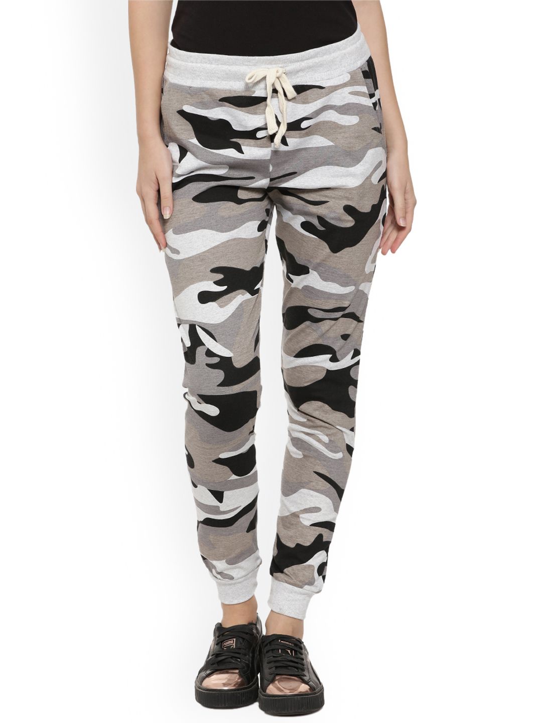 Campus Sutra Grey Printed Joggers Price in India