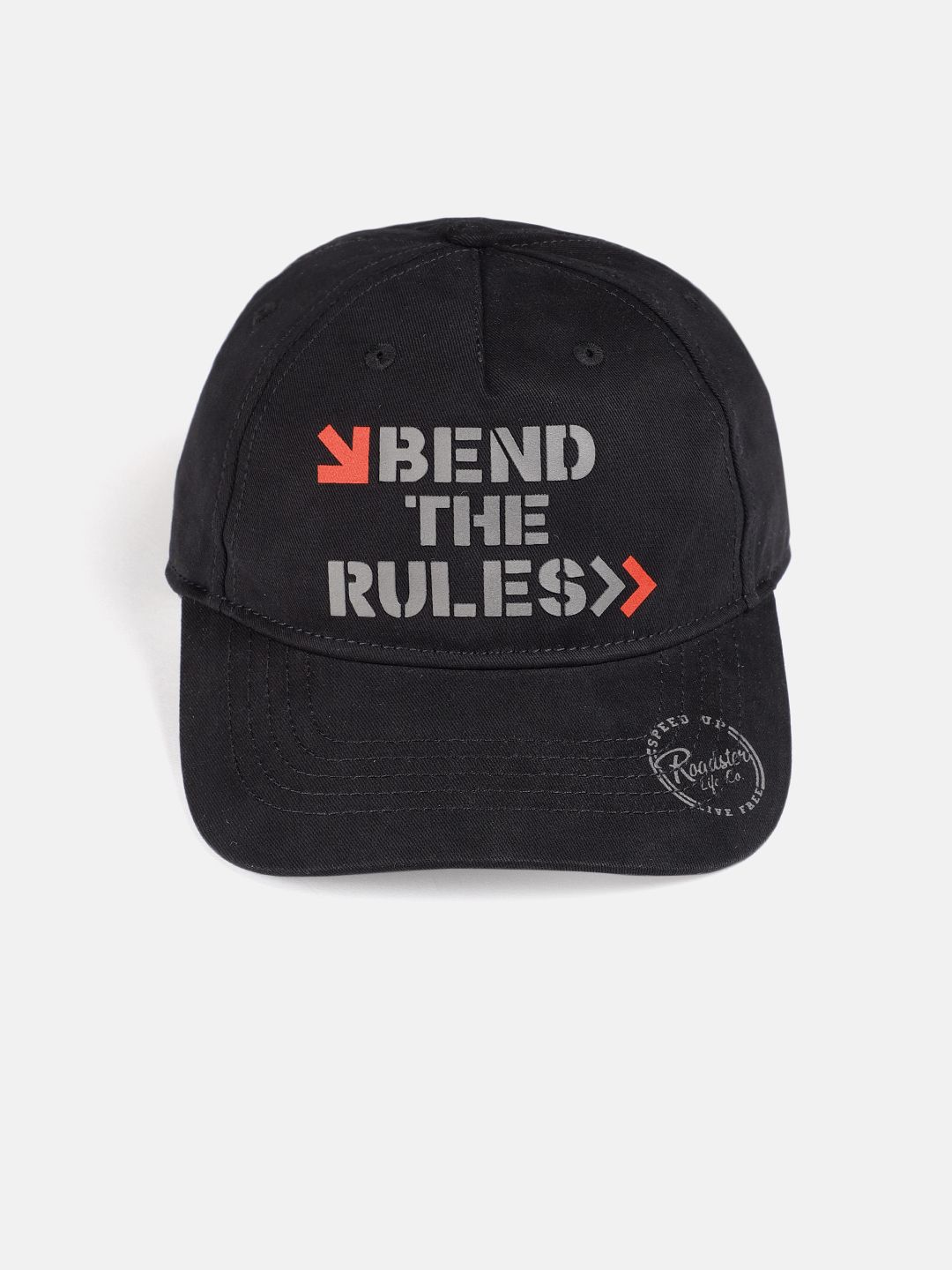 Roadster Unisex Black Printed Baseball Cap