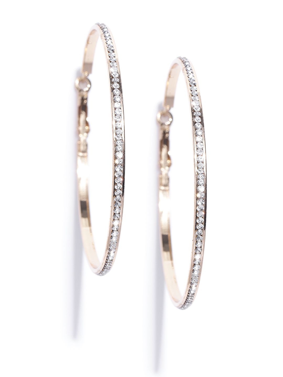 Jewels Galaxy Gold-Plated Handcrafted Stone-Studded Circular Hoop Earrings Price in India