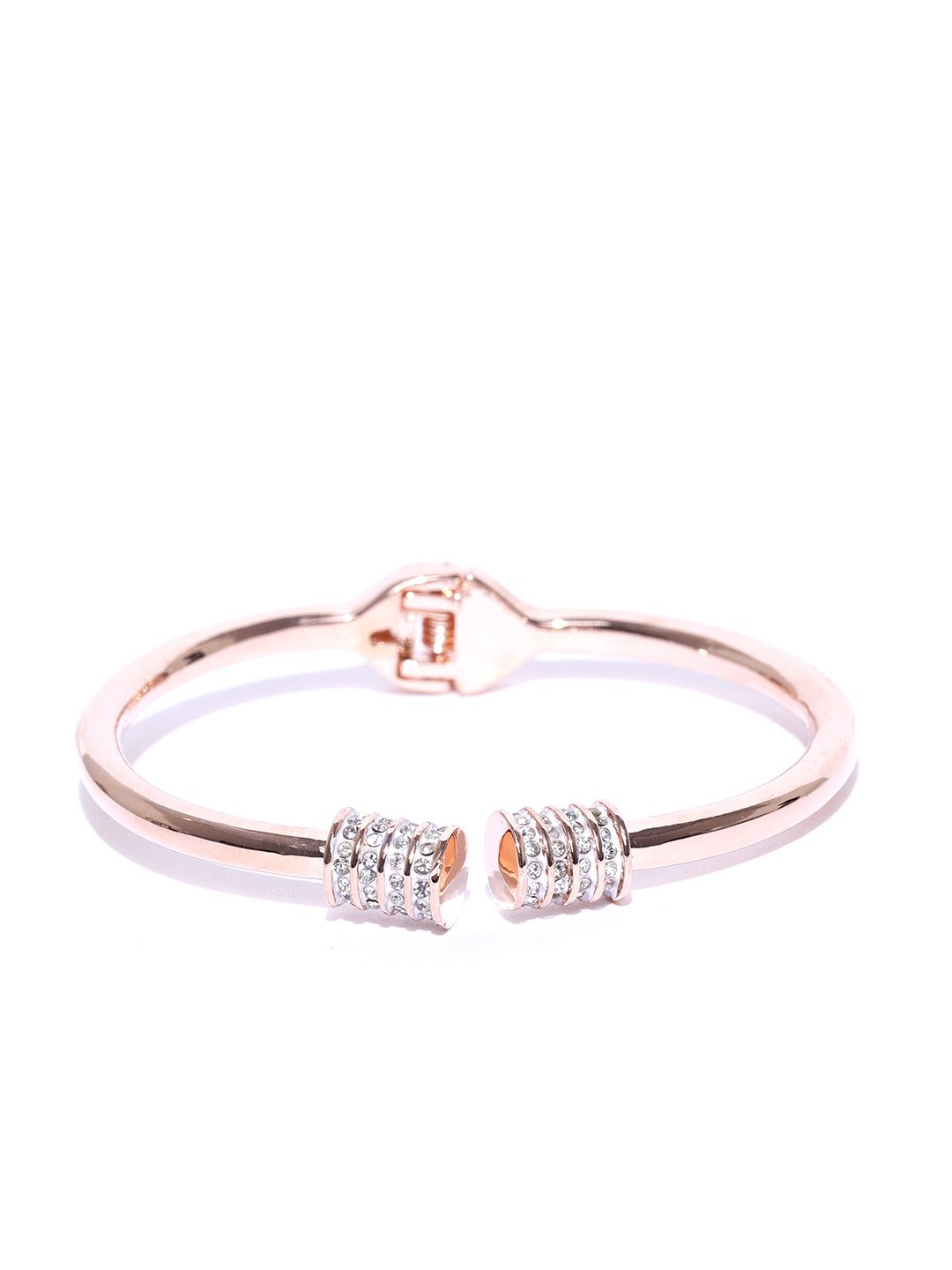 Jewels Galaxy Rose Gold-Plated Handcrafted Stone-Studded Cuff Bracelet Price in India