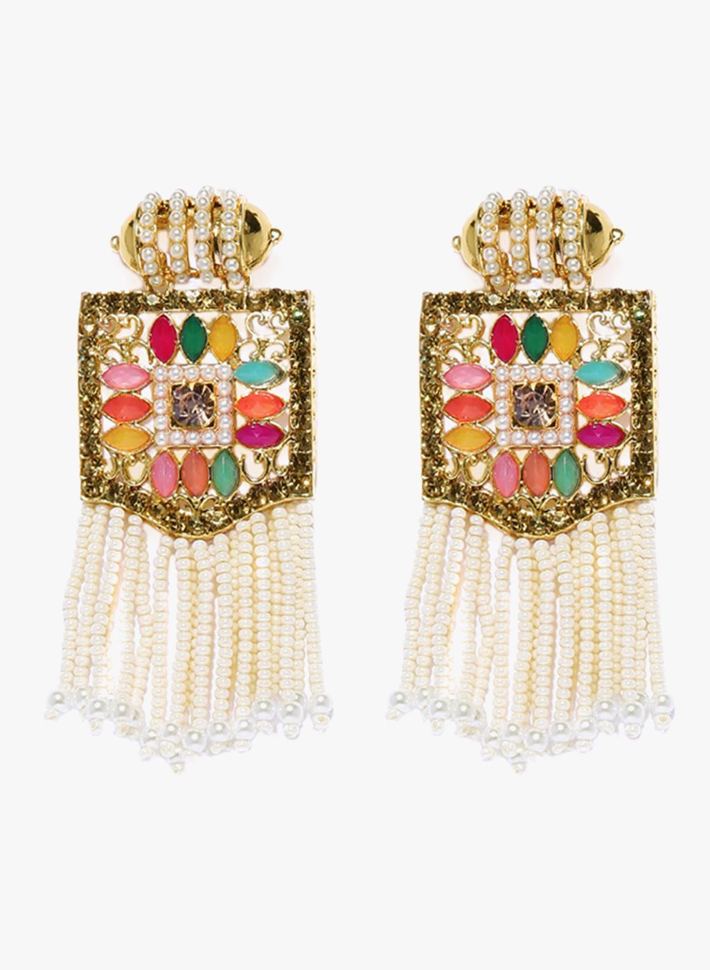 Zaveri Pearls Multicoloured Alloy Danglers and Drop