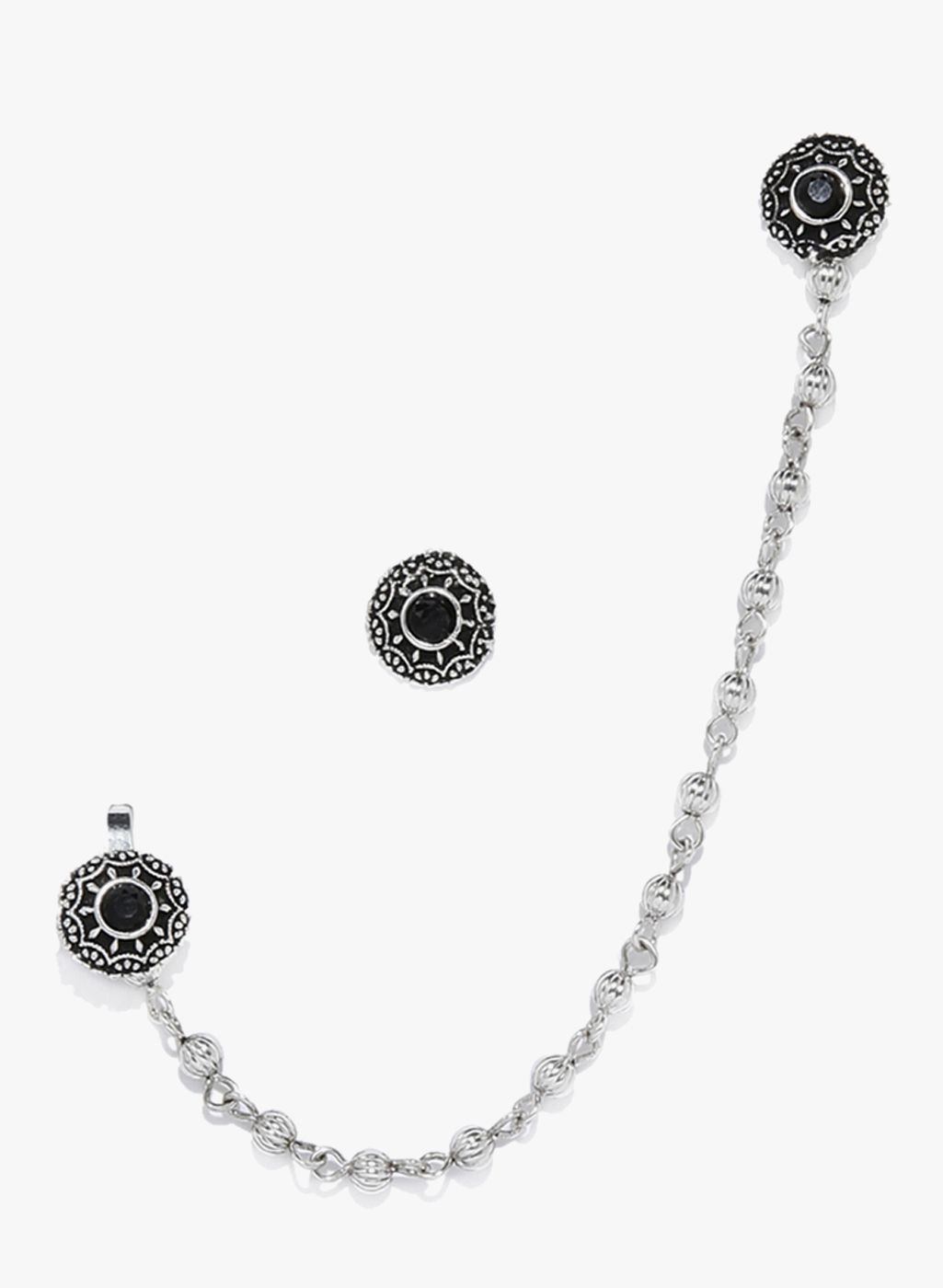 Zaveri Pearls Silver/Black Alloy Nosepin With Studs