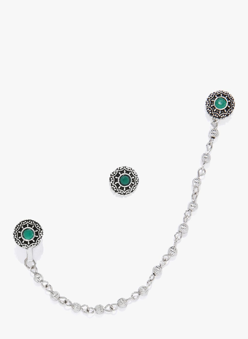 Zaveri Pearls Silver/Green Alloy Nosepin With Studs