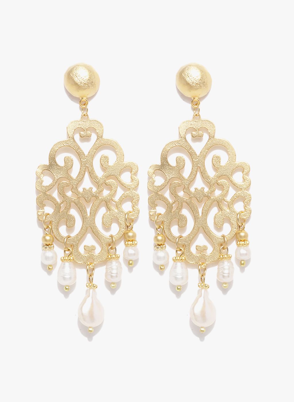 Thingalicious Golden/White Alloy Danglers And Drop
