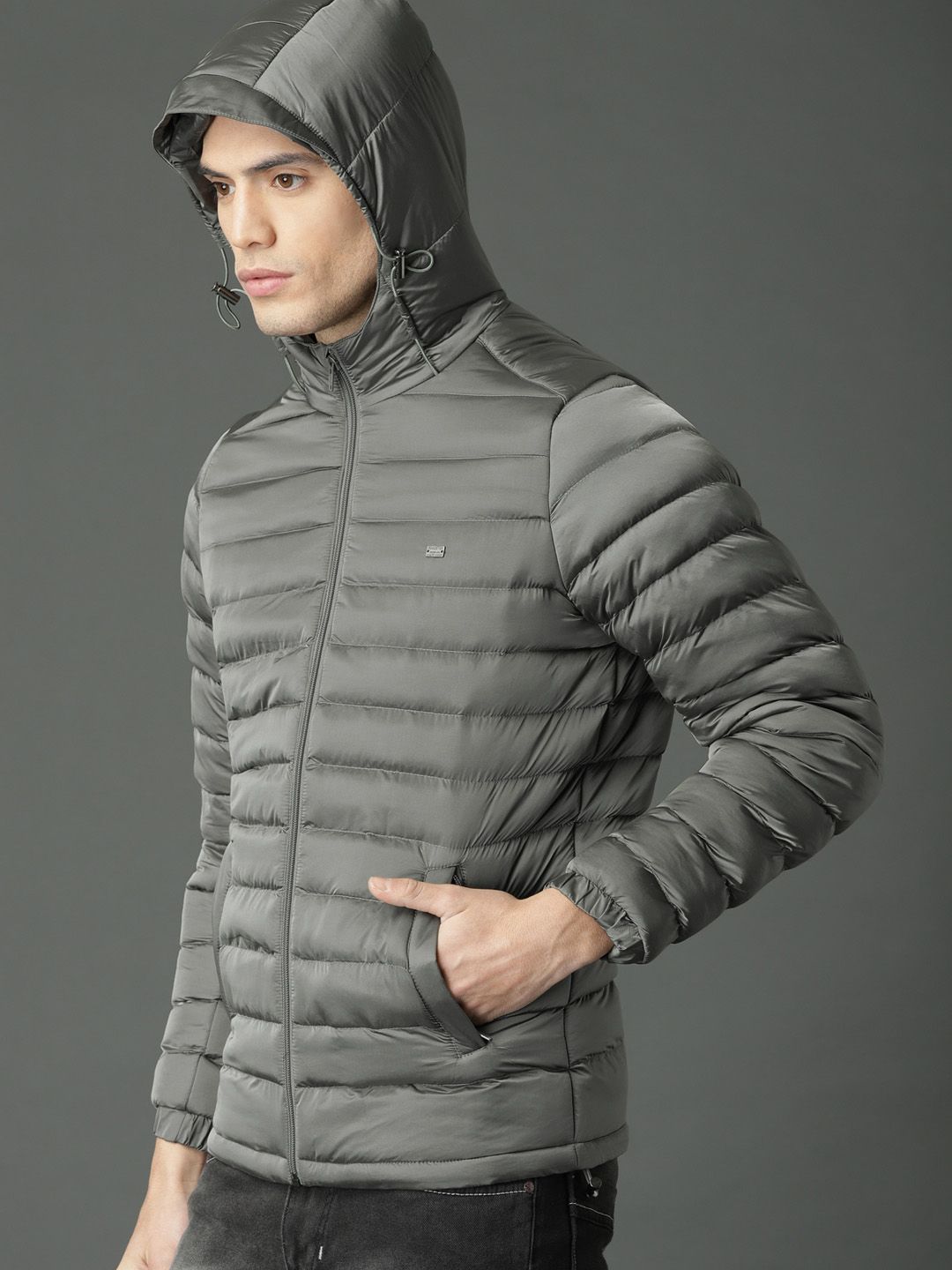 Buy Roadster Men Grey Solid Puffer Jacket - Jackets for Men