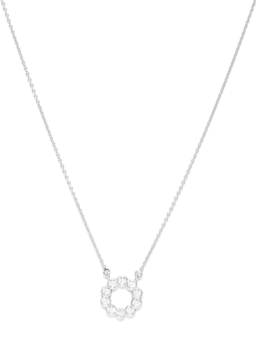 Carlton London Rhodium-Plated 925 Sterling Silver Collar Necklace Price in India
