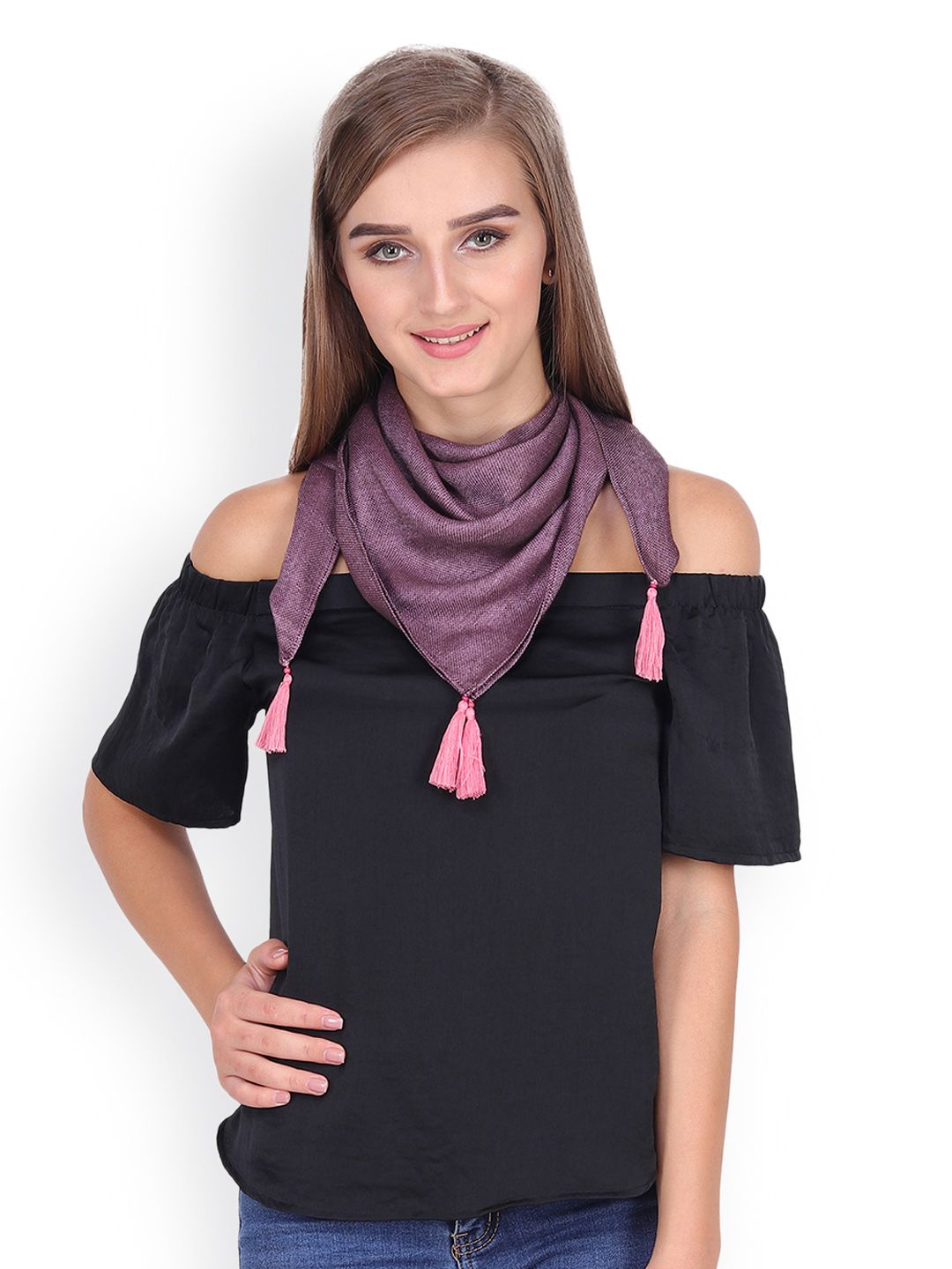 Anekaant Purple Solid Scarf Price in India